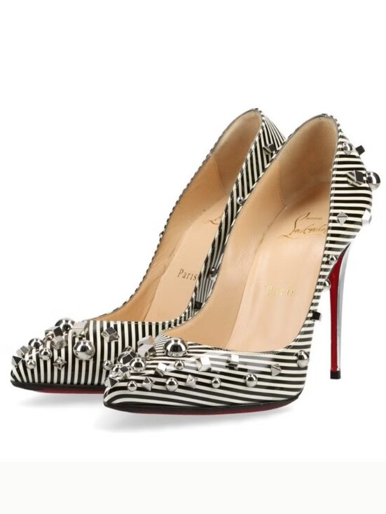 Christian Louboutin Shoes - Christian Louboutin Aimanta 100mm Striped Women's Heels - EUC 👠 Size 36.5